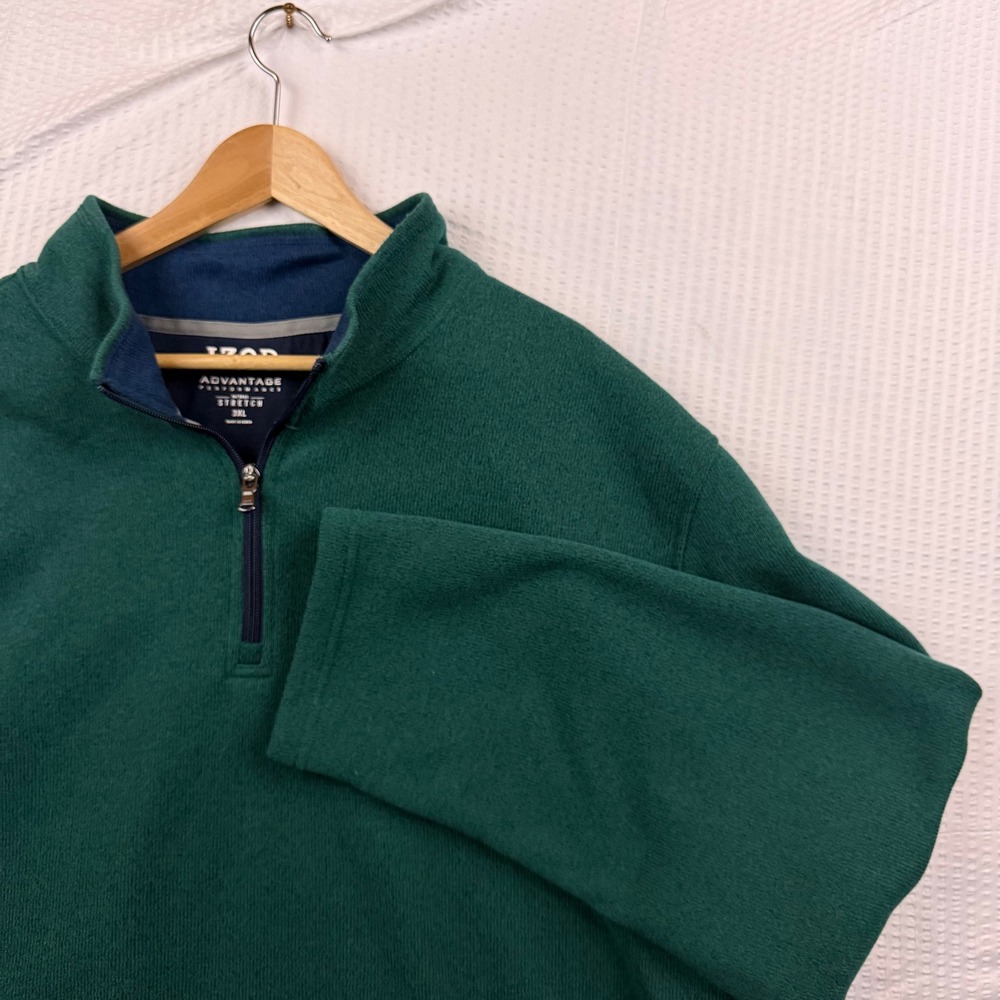 IZOD Advantage Performance Mens 3XL Hunter Green Quarter Zip Fleece Pullover